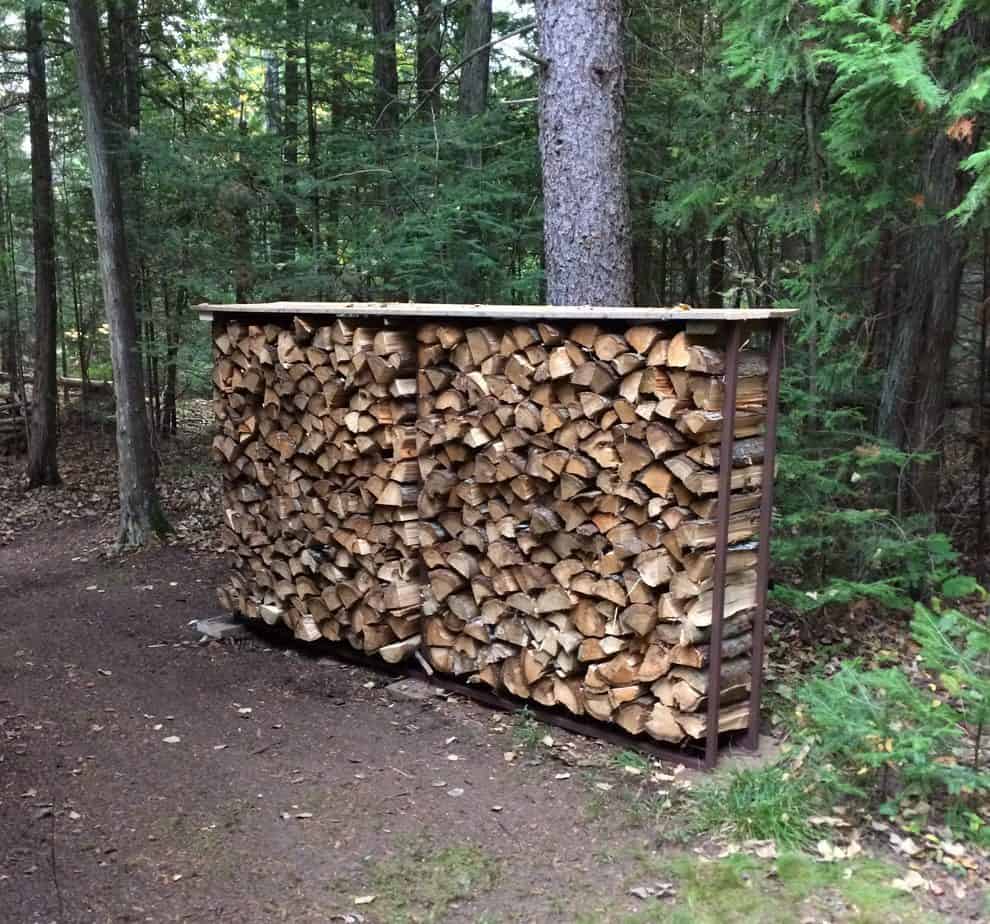 finished firewood frame from re-purposed fence panel